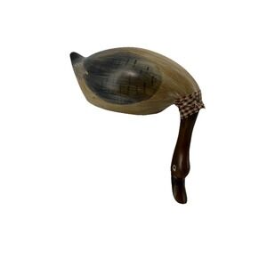 Vintage Curiosity Wood Carved Duck Decoration Mallard Shelf Sitter Rustic